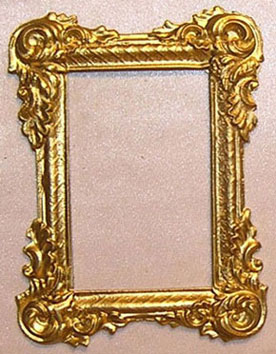 Dollhouse Miniature Picture Frame, Large Victorian Rectangle, Gold Color